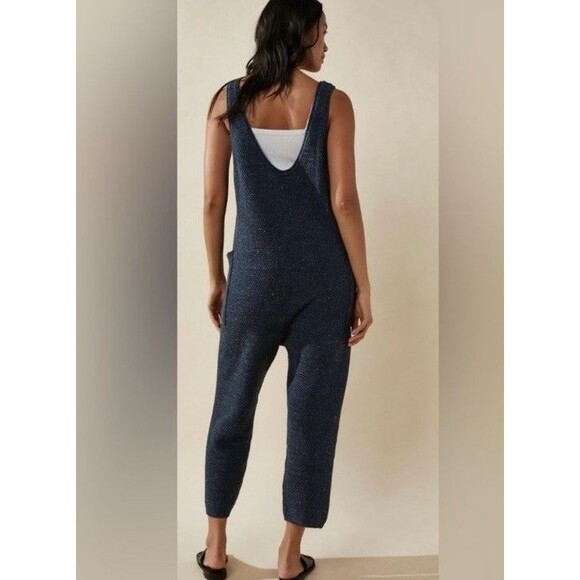 Free People Beach Hailee Knit Sweater Jumper Jumpsuit Navy Sz M Boho Beach - Picture 12 of 12